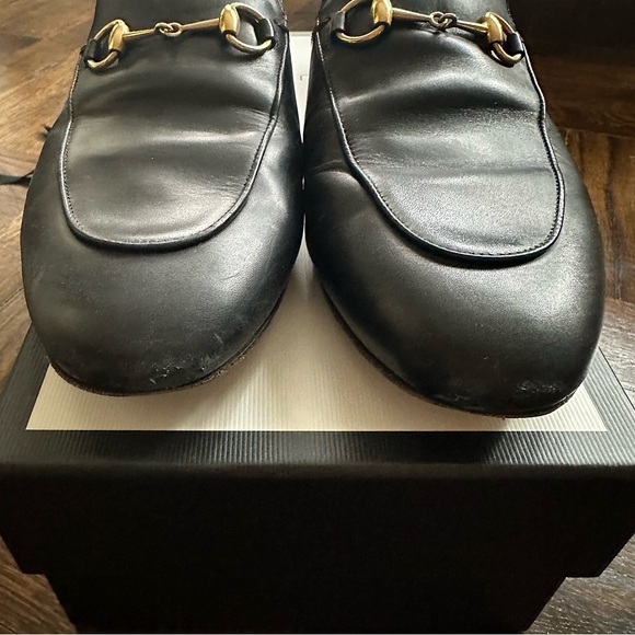 GUCCI PRINCETOWN BLACK LEATHER MULE SLIDES - SIZE 39.5 - Picture 6 of 12